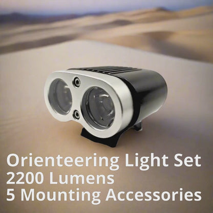 Orienteering Light Set – 2200 Lumen Head Torch + 5 Mounting Accessories